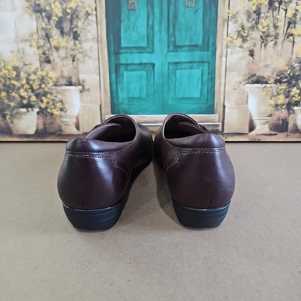 Dansko‎ Franny Loafers Womens Sz 10 Brown Leather Slip On Shoes Comfort Button